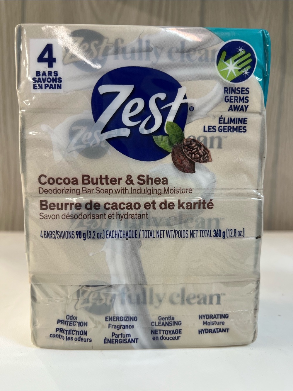 Zest Bar Soap 4 Bars Enriched With Cocoa Butter And Shea for Ultra Moisturizing